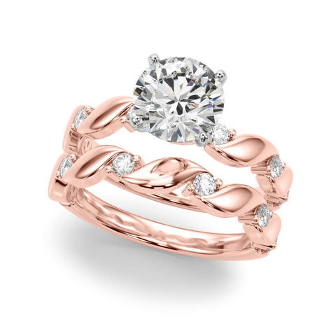Rose gold Round Solitaire Twisted Band with Prong Setting