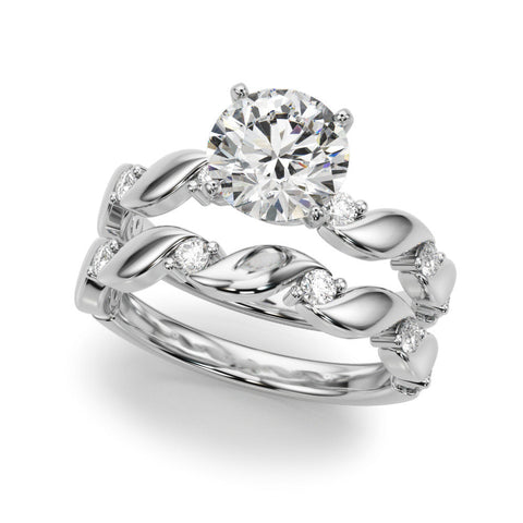 Platinum Round Solitaire Twisted Band with Prong Setting