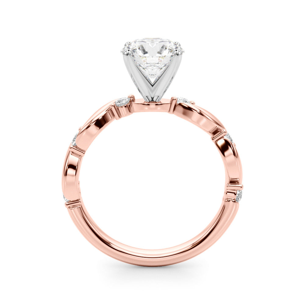 Rose gold Round Solitaire Twisted Band with Prong Setting