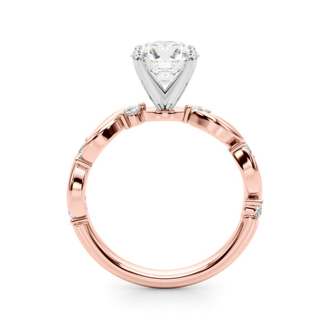 Rose gold Round Solitaire Twisted Band with Prong Setting