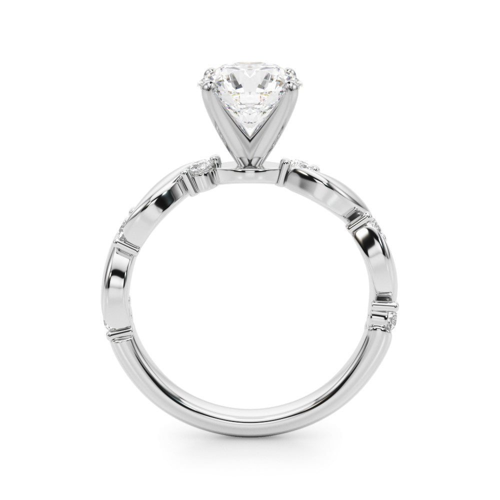 Platinum Round Solitaire Twisted Band with Prong Setting