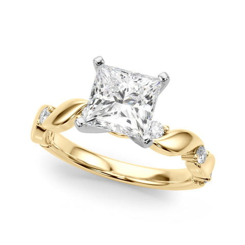 Yellow gold Princess Solitaire Twisted Band with Prong Setting