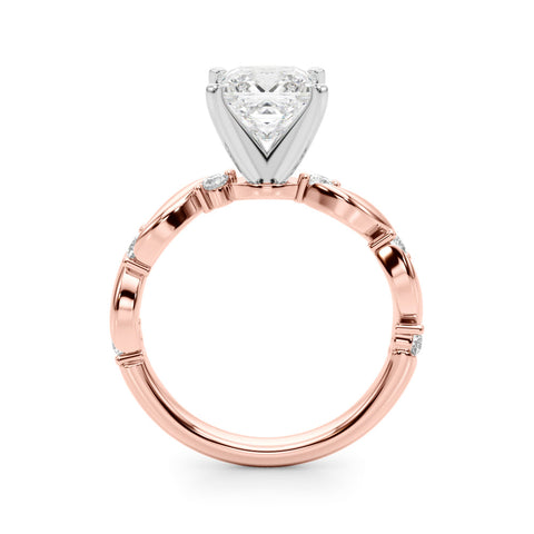 Rose gold Princess Solitaire Twisted Band with Prong Setting