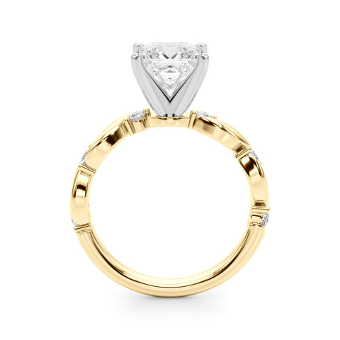 Yellow gold Princess Solitaire Twisted Band with Prong Setting