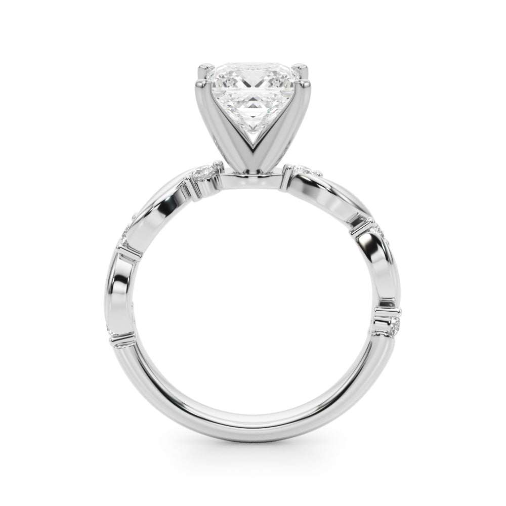 Silver Princess Solitaire Twisted Band with Prong Setting