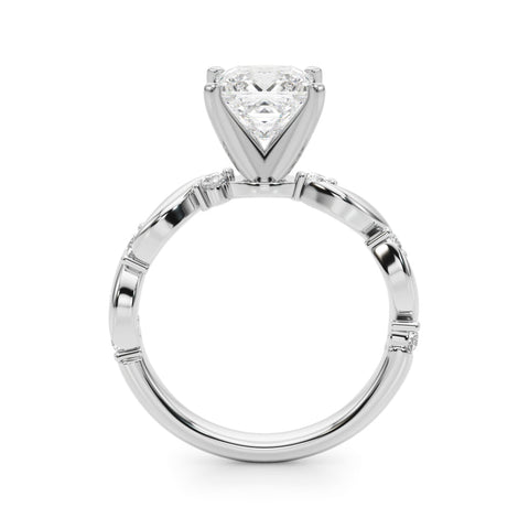 Platinum Princess Solitaire Twisted Band with Prong Setting