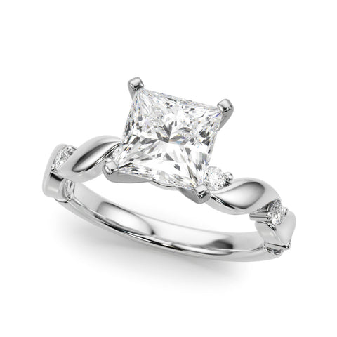 Platinum Princess Solitaire Twisted Band with Prong Setting