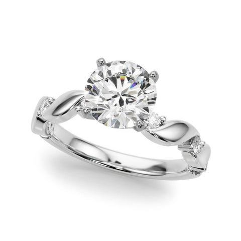 Platinum Round Solitaire Twisted Band with Prong Setting
