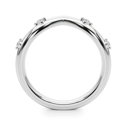 White gold Diamond Chevron Band with Round Stones and Prong Setting