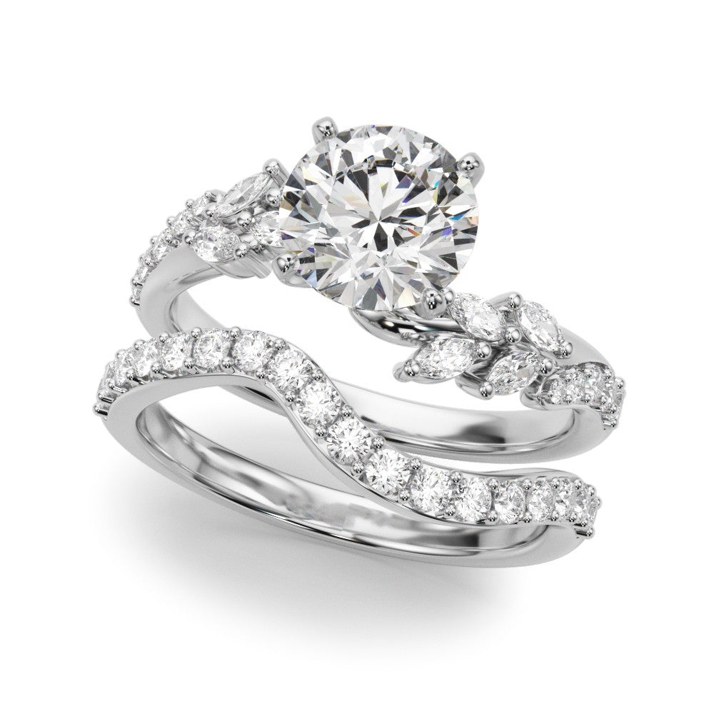 Platinum Cushion Solitaire Marquise Twist Band with Six-Prong Setting
