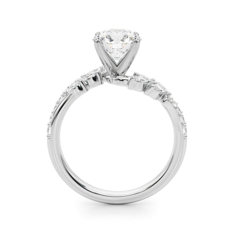 Platinum Heart Solitaire Marquise Twist Band with Six-Prong Setting