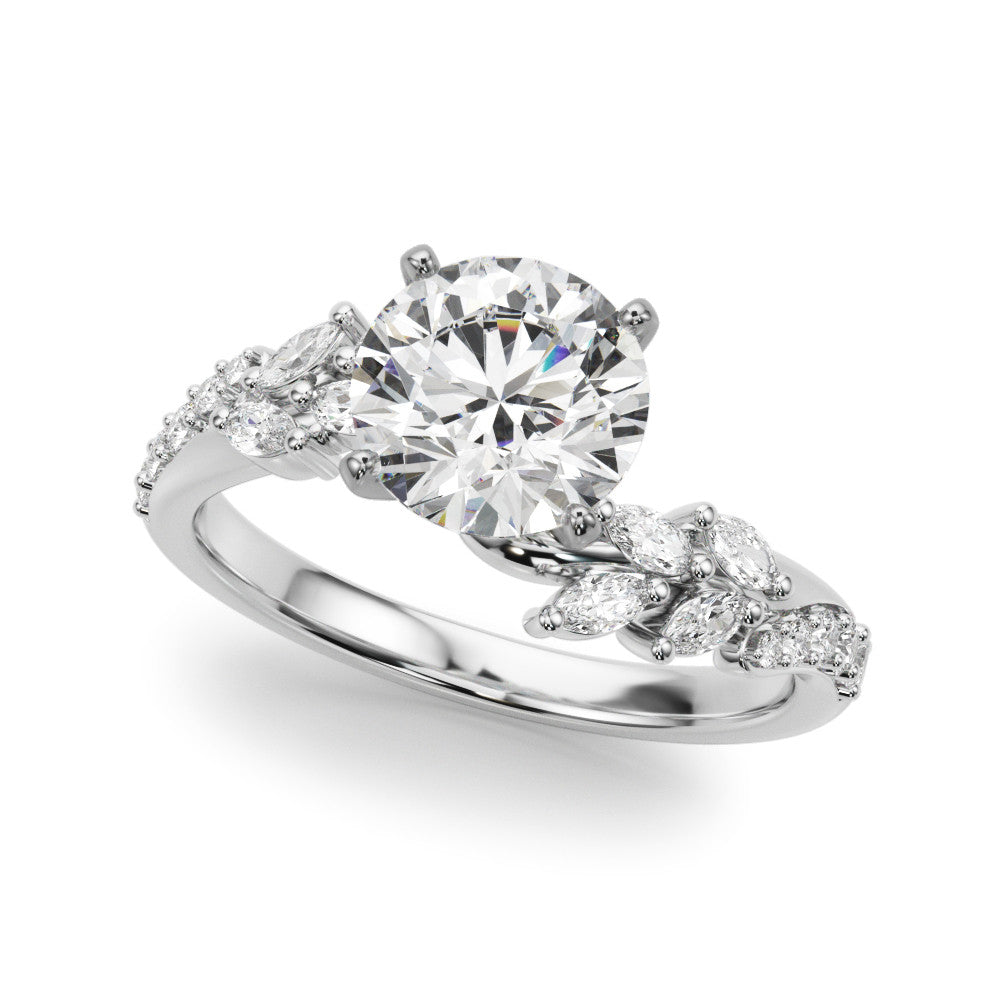 Silver Cushion Solitaire Marquise Twist Band with Six-Prong Setting