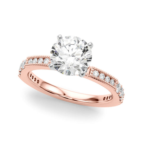 Rose gold Heart Solitaire with Pavé Band and Four-Prong Setting