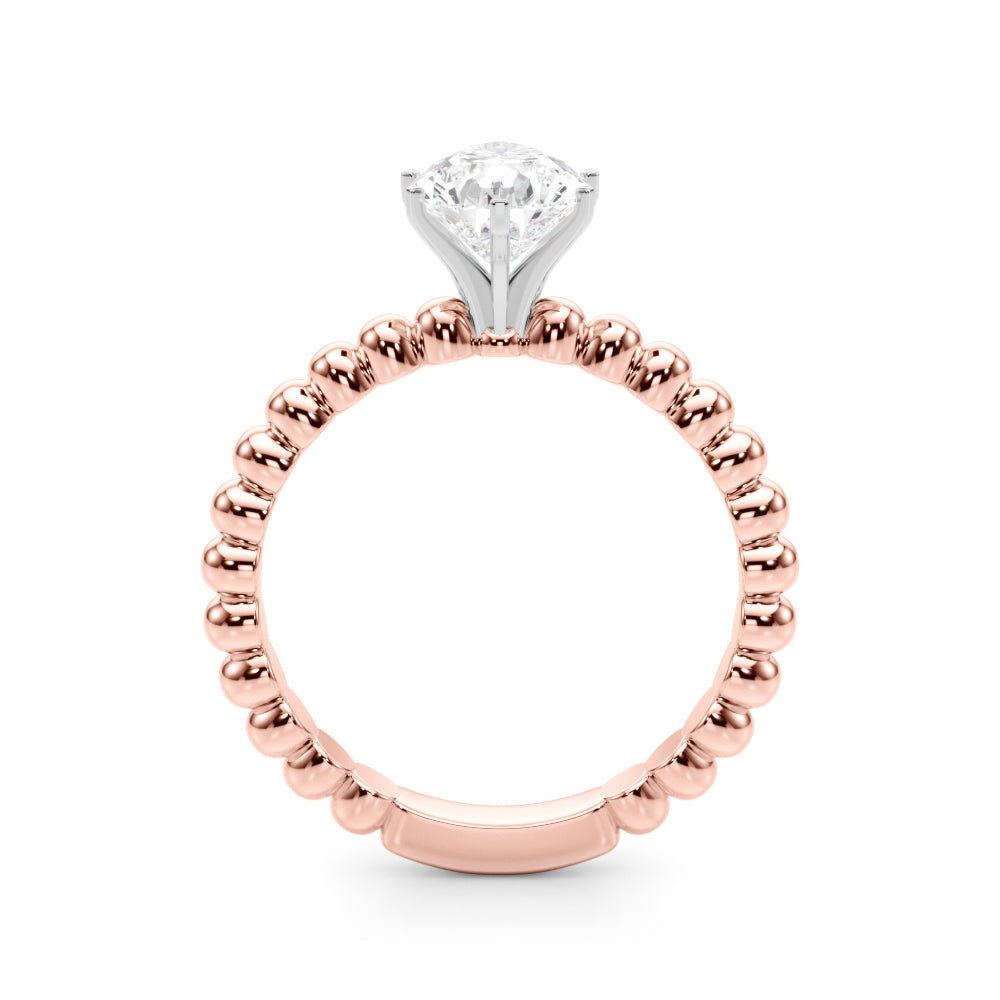Rose gold Pear Solitaire Beaded Band Prong Setting Ring