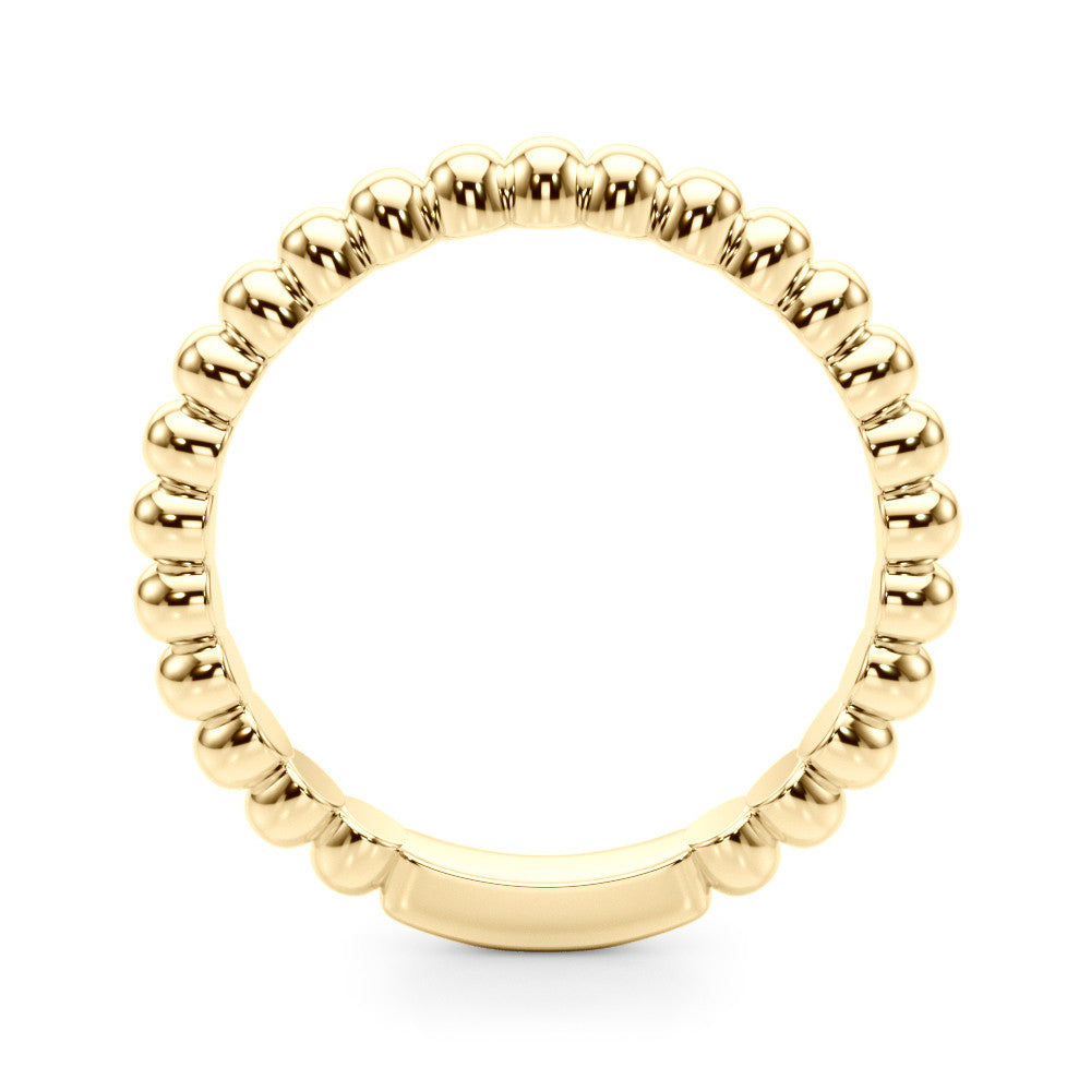 Yellow gold Beaded Round Stone Eternity Band with Bezel Setting