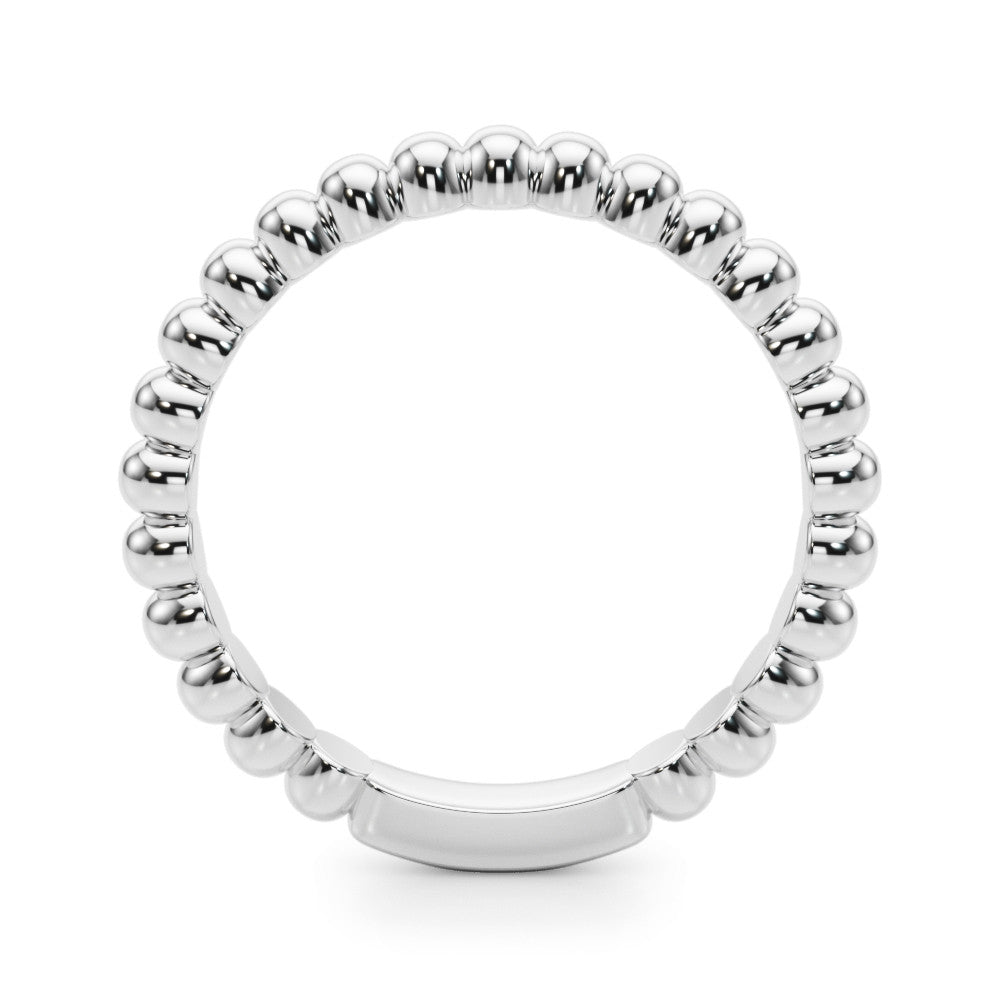 White gold Beaded Round Stone Eternity Band with Bezel Setting