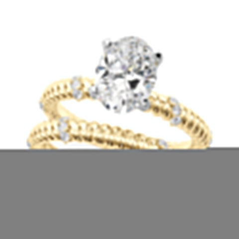 Yellow gold Oval Solitaire Twisted Band Prong Set Engagement Ring