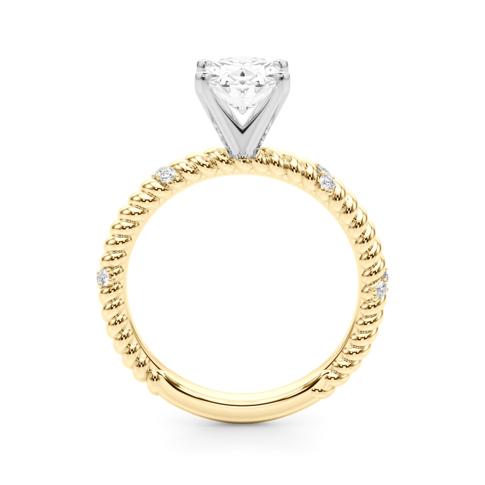Yellow gold Oval Solitaire Twisted Band Prong Set Engagement Ring