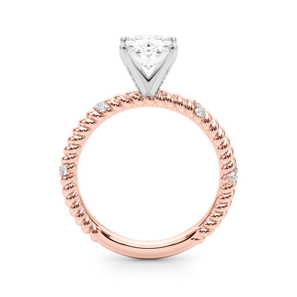 Rose gold Oval Solitaire Twisted Band Prong Set Engagement Ring