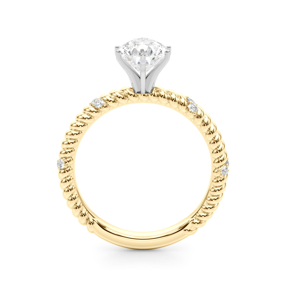 Yellow gold Pear Solitaire Twisted Band Prong Set Engagement Ring