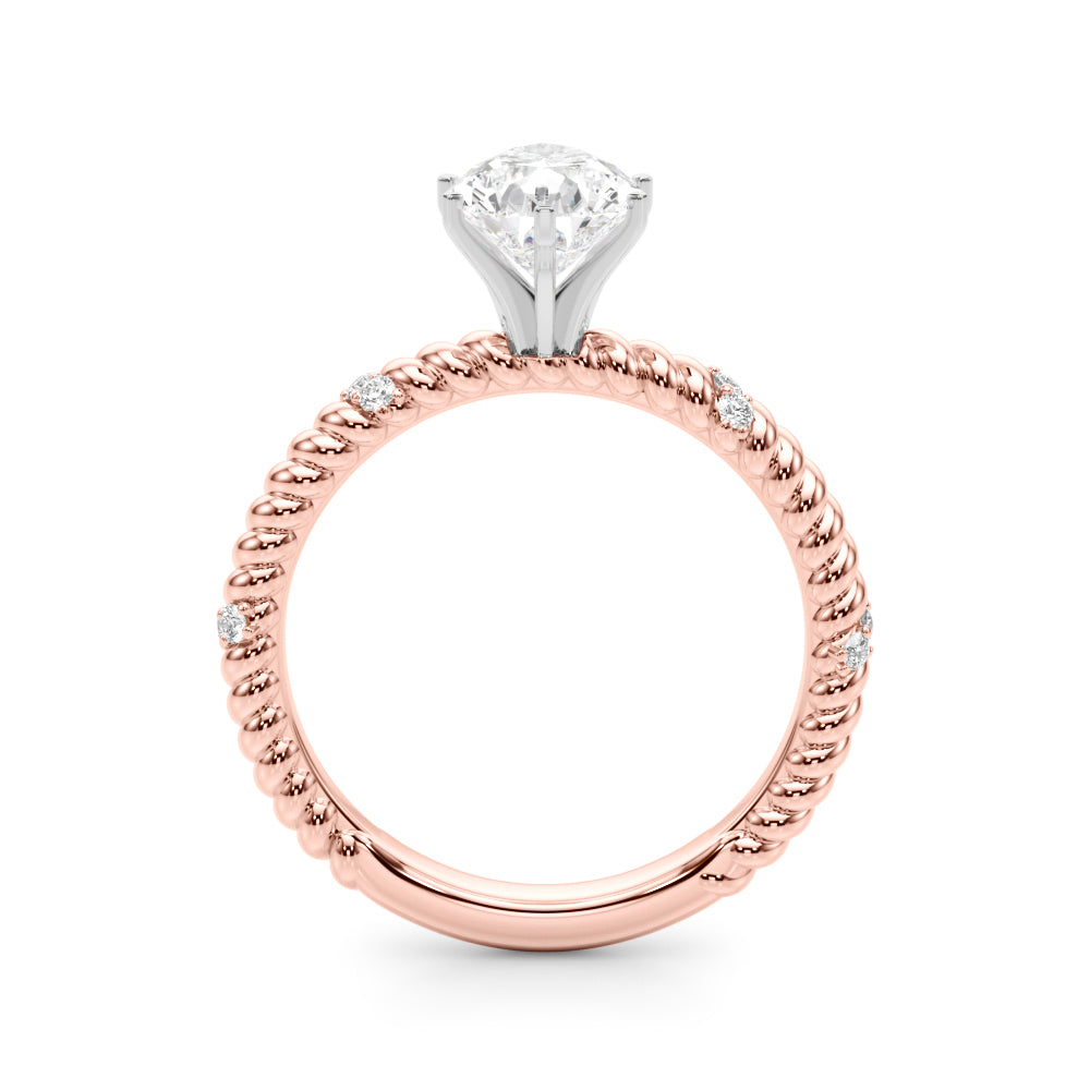 Rose gold Pear Solitaire Twisted Band Prong Set Engagement Ring