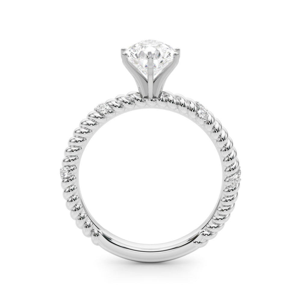 Platinum Pear Solitaire Twisted Band Prong Set Engagement Ring