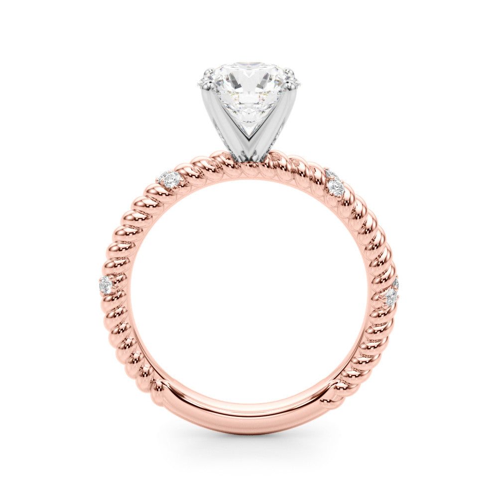 Rose gold Round Solitaire Twisted Band Prong Set Engagement Ring