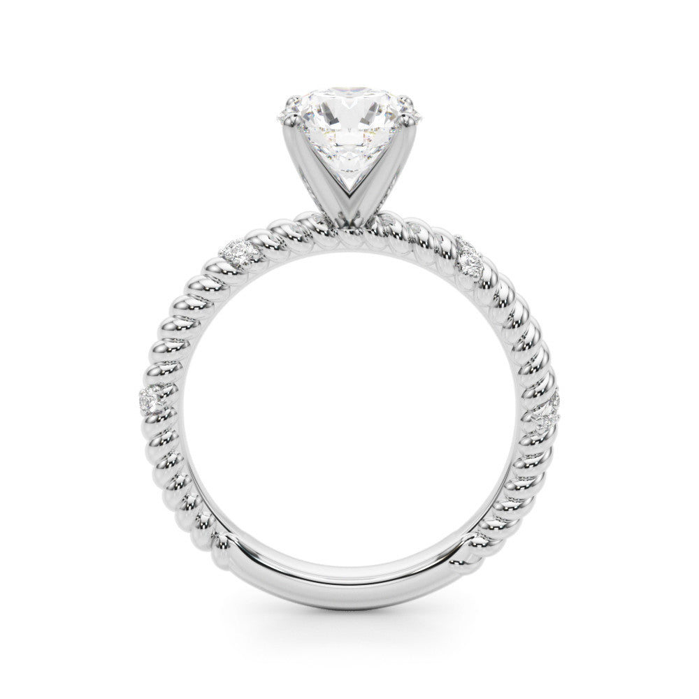 White gold Round Solitaire Twisted Band Prong Set Engagement Ring