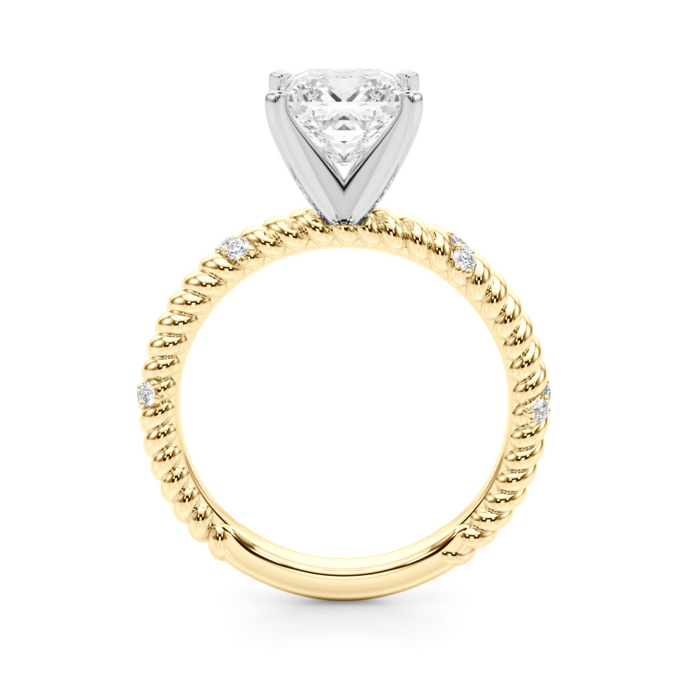 Yellow gold Princess Solitaire Twisted Band Prong Set Engagement Ring