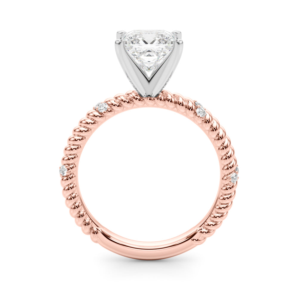 Rose gold Princess Solitaire Twisted Band Prong Set Engagement Ring