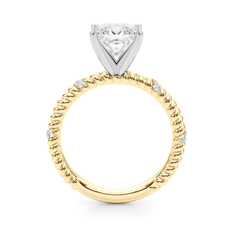 Yellow gold Princess Solitaire Twisted Band Prong Set Engagement Ring