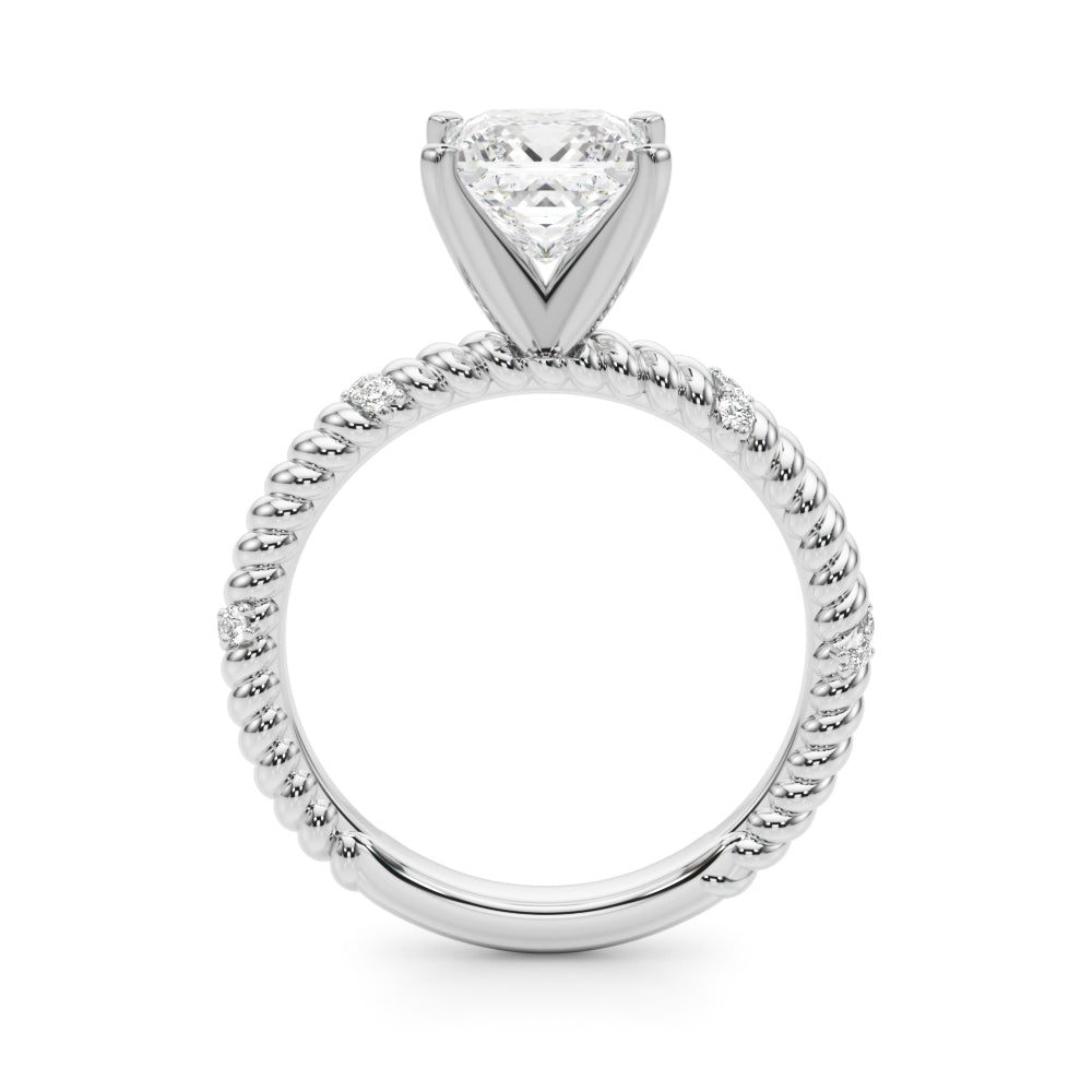 Platinum Princess Solitaire Twisted Band Prong Set Engagement Ring