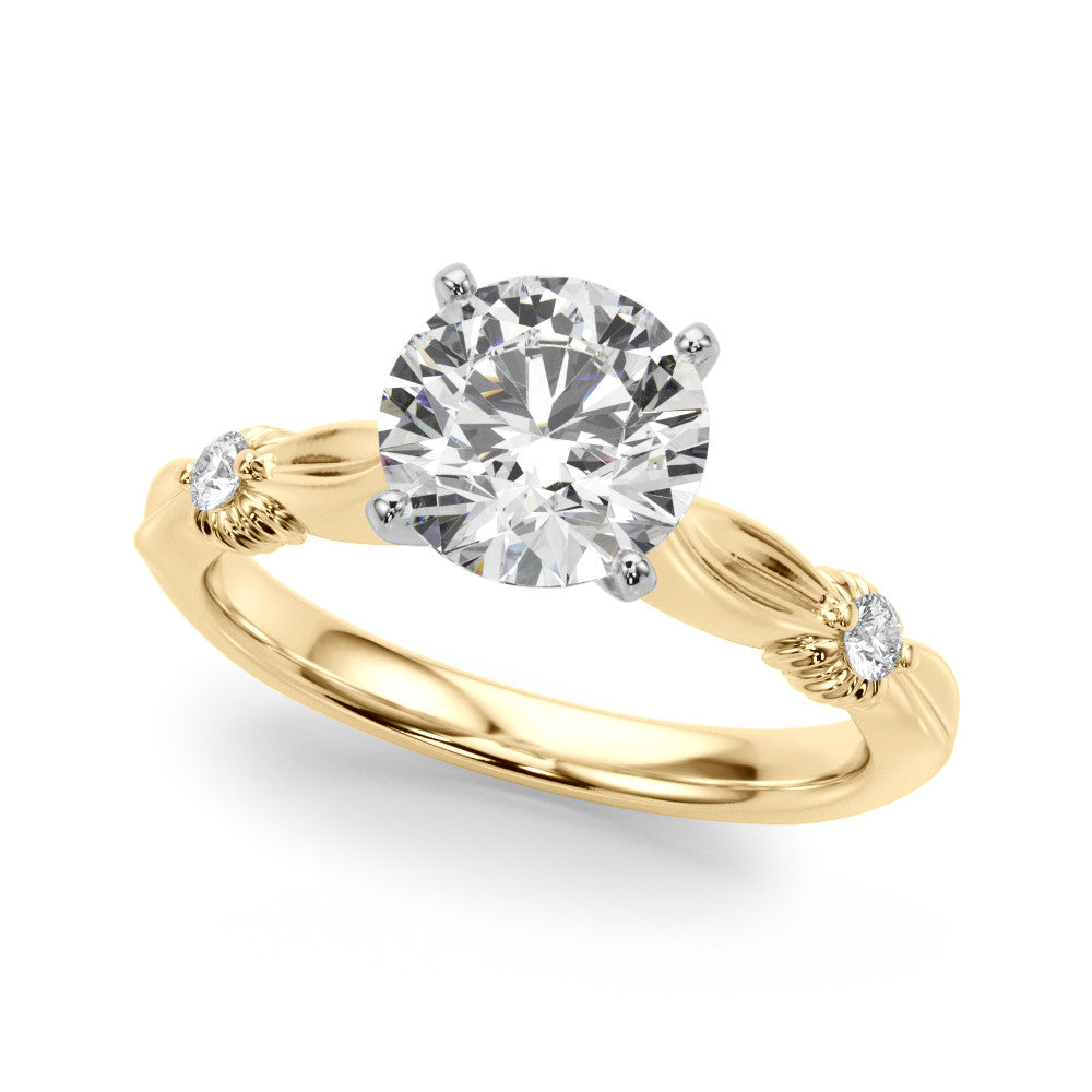 Yellow gold Cushion Solitaire Diamond Twisted Band with Four-Prong Setting