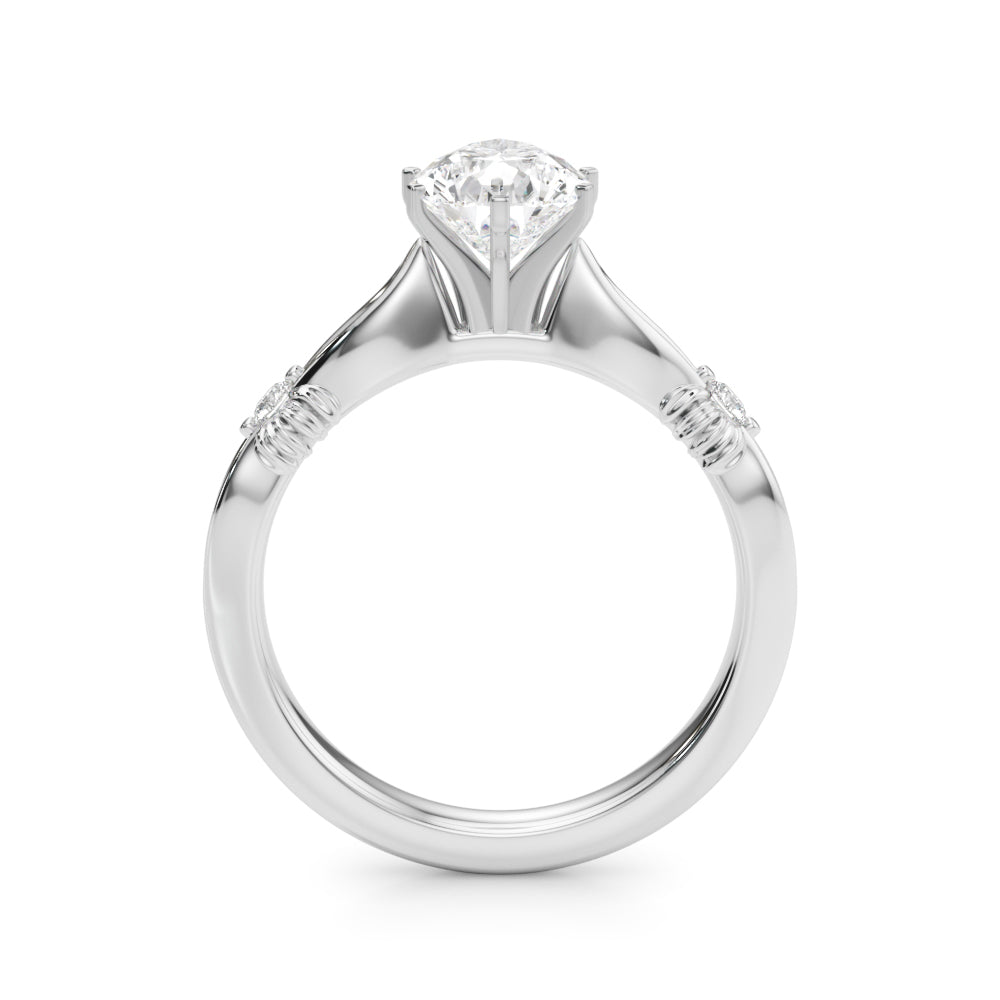 White gold Pear Solitaire Diamond Twisted Band with Four-Prong Setting