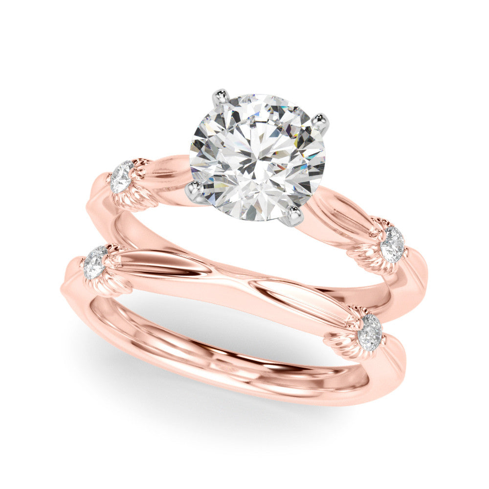 Rose gold Cushion Solitaire Diamond Twisted Band with Four-Prong Setting
