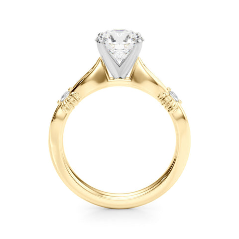 Yellow gold Cushion Solitaire Diamond Twisted Band with Four-Prong Setting