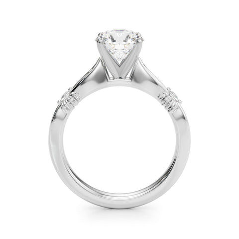 White gold Cushion Solitaire Diamond Twisted Band with Four-Prong Setting