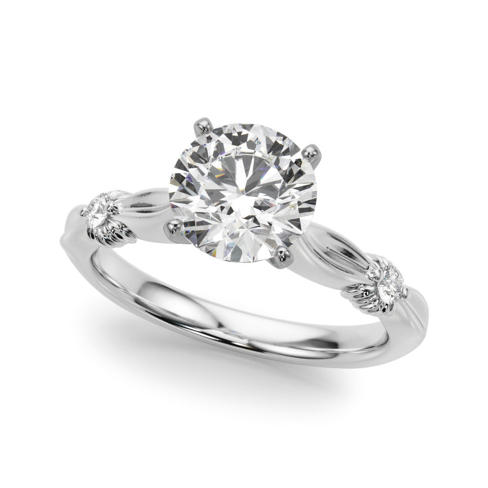 White gold Round Solitaire Diamond Twisted Band with Four-Prong Setting