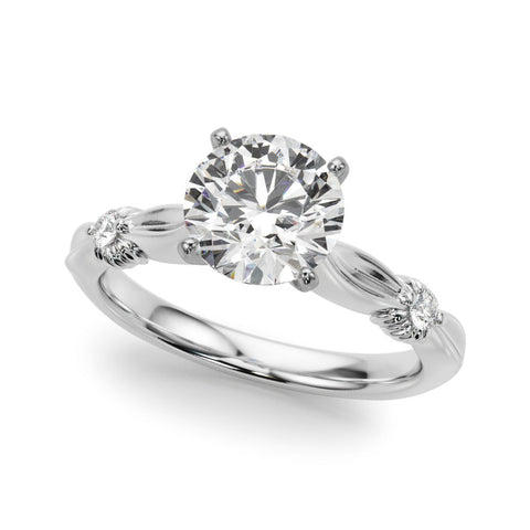 White gold Cushion Solitaire Diamond Twisted Band with Four-Prong Setting