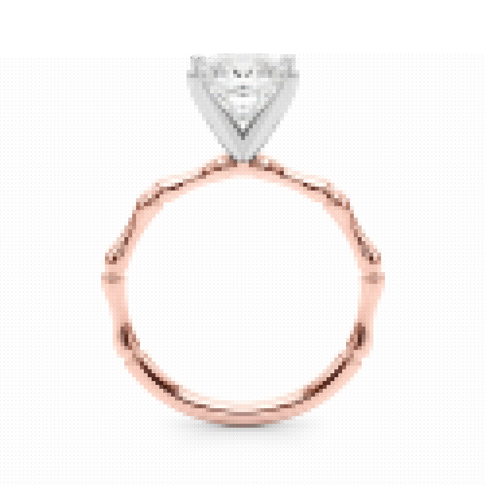 Rose gold Princess Solitaire Diamond Ring with Bamboo Band and Four-Prong Setting