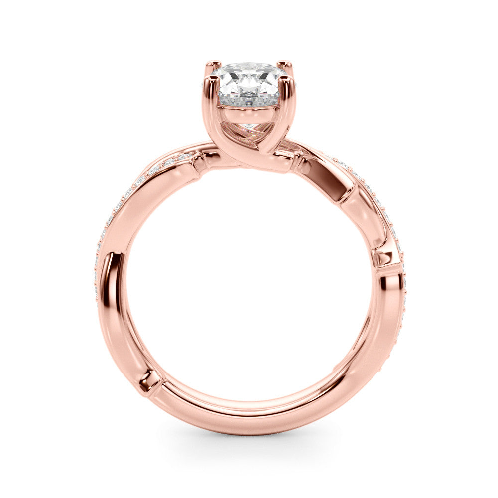 Rose gold Oval Solitaire Diamond Twist Band with Four-Prong Setting