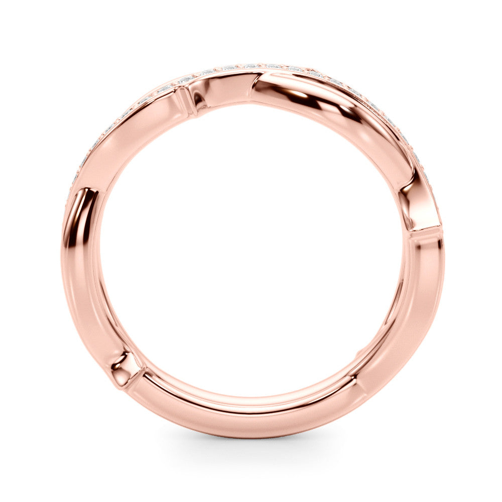 Rose gold Pavé Round Diamond Twist Band with Bezel Setting