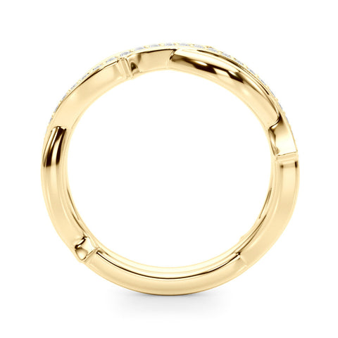 Yellow gold Pavé Round Diamond Twist Band with Bezel Setting