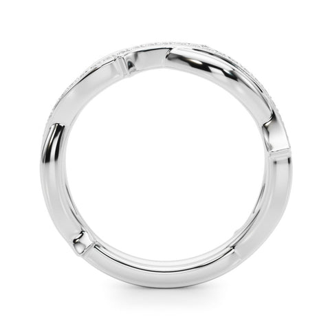 White gold Pavé Round Diamond Twist Band with Bezel Setting