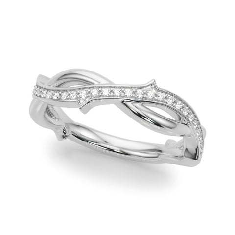 White gold Pavé Round Diamond Twist Band with Bezel Setting