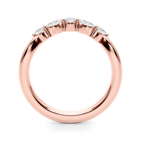 Rose gold Marquise and Round Diamond Half Eternity Band with Prong Setting