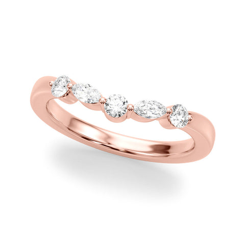 Rose gold Round and Marquise Diamond Half Eternity Band with Prong Setting