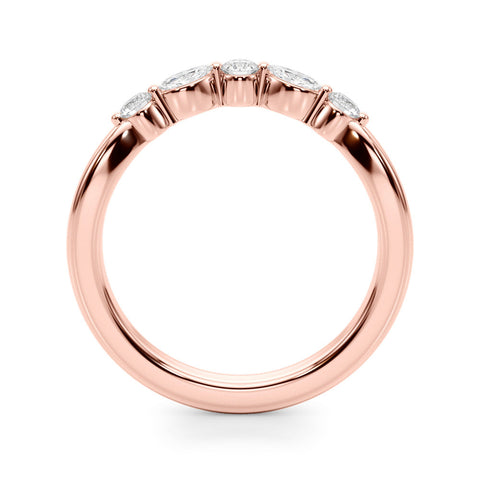 Rose gold Round and Marquise Diamond Half Eternity Band with Prong Setting