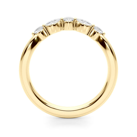 Yellow gold Round and Marquise Diamond Half Eternity Band with Prong Setting