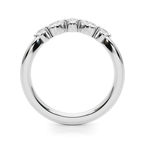 White gold Round and Marquise Diamond Half Eternity Band with Prong Setting